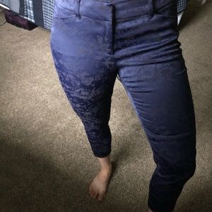 Blue, black lace pixie mid-rise pants